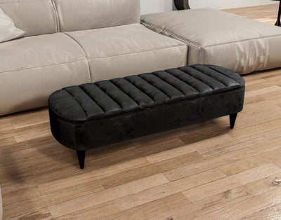 Olivia black Coffee Table Bench,line panel lid storage Footstool seat