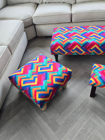 PREMIUM Multi Colour Trem Footstool window bay seat pouffe