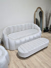 Olivia Creamy white Coffee Table Bench, lid panel lid storage Footstool seat