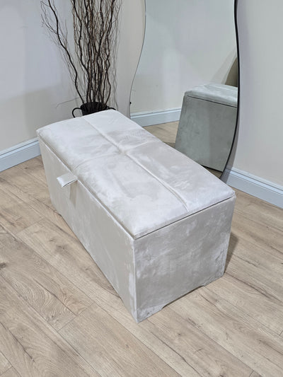 Cream Ottoman deep bedroom storage box bench seat