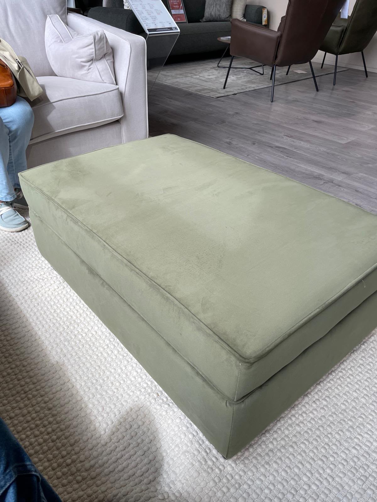 Made to measure ottoman storage cream velvet