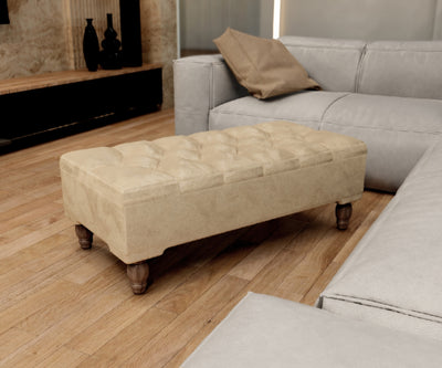 Rectangular chesterfield buttoned Storage Bench coffee table footstool