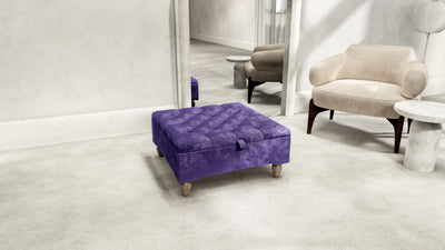 Purple Aubergine Square Ottoman Storage | Purple Velvet Footstool And Pouffe UK