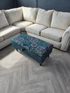 PREMIUM LOOP FLORAL GREEN PATTERN FOOTSTOOL CIRCLE BENCH COFFEE TABLE