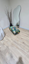 Floral Printed Footstool Luxurious Fabric Bench