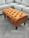 PREMIUM BURNT ORANGE VELVET FOOTSTOOL | POUFFE | FOOTSTOOL | TABLE