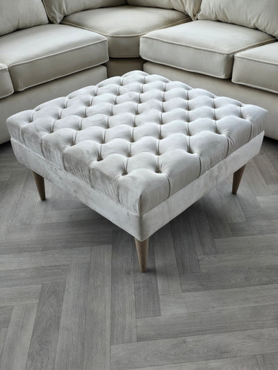 Creamy white Coffee Table Bench, Chesterfield Footstool seat