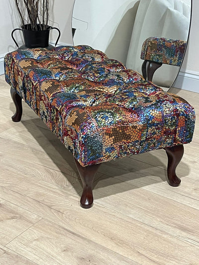 PREMIUM STAINED GLASS FOOTSTOOL | POUFFE FOOTSTOOL TABLE