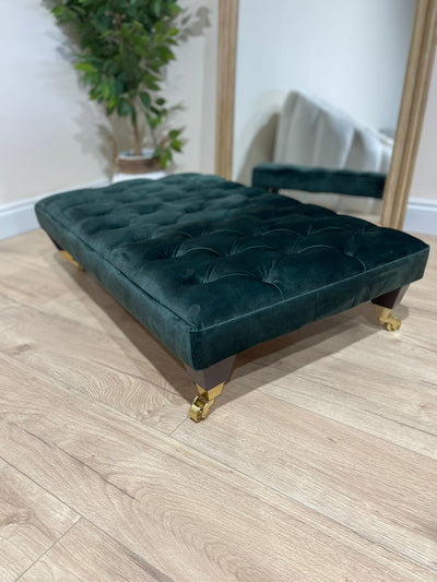 Green coffee table footstool chesterfield tufted matching buttons