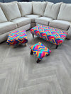 PREMIUM Multi Colour Trem Footstool window bay seat pouffe