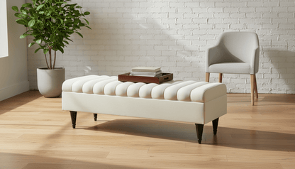 Romo Panel Storage Ottoman Bench Seat – Cream Hidden Storage Coffee Table for Living Room UK - ISTOOLS