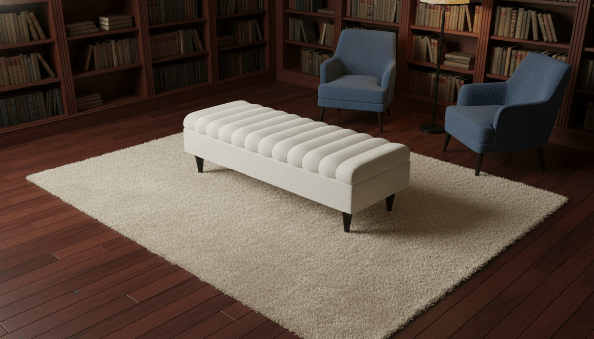 Romo Panel Storage Ottoman Bench Seat – Cream Hidden Storage Coffee Table for Living Room UK - ISTOOLS