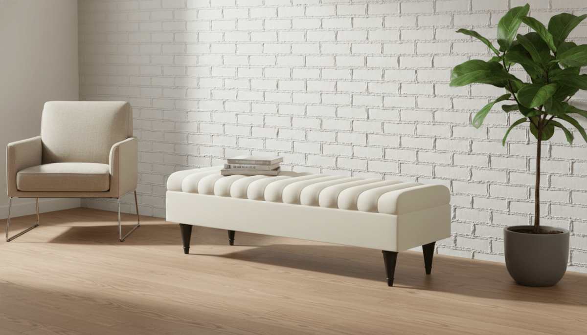 Romo Panel Storage Ottoman Bench Seat – Cream Hidden Storage Coffee Table for Living Room UK - ISTOOLS