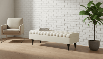Romo Panel Storage Ottoman Bench Seat – Cream Hidden Storage Coffee Table for Living Room UK - ISTOOLS