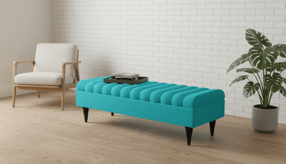 Romo Panel Storage Ottoman Bench Seat – Hidden Storage Coffee Table for Living Room UK (Aqua) - ISTOOLS