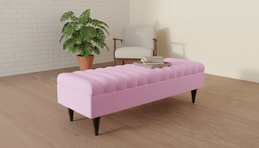 Romo Panel Storage Ottoman Bench Seat – Hidden Storage Coffee Table for Living Room UK (Available in Pink) - ISTOOLS