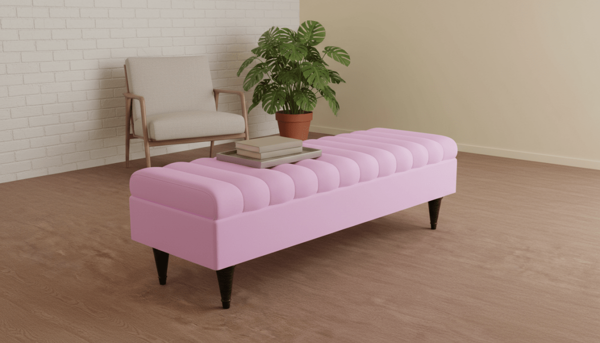 Romo Panel Storage Ottoman Bench Seat – Hidden Storage Coffee Table for Living Room UK (Available in Pink) - ISTOOLS