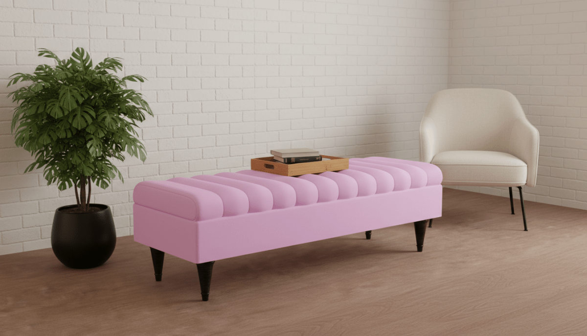 Romo Panel Storage Ottoman Bench Seat – Hidden Storage Coffee Table for Living Room UK (Available in Pink) - ISTOOLS