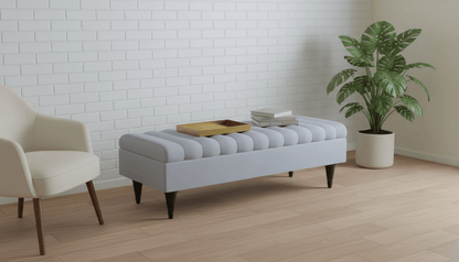 Romo Panel Storage Ottoman Bench Seat – Light Grey Hidden Storage Coffee Table for Living Room UK - ISTOOLS