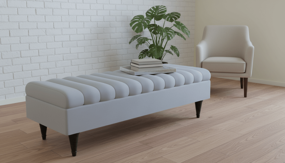 Romo Panel Storage Ottoman Bench Seat – Light Grey Hidden Storage Coffee Table for Living Room UK - ISTOOLS