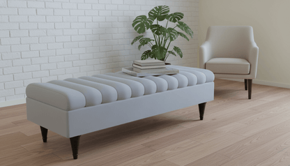 Romo Panel Storage Ottoman Bench Seat – Light Grey Hidden Storage Coffee Table for Living Room UK - ISTOOLS