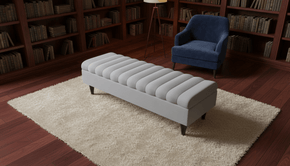 Romo Panel Ottoman Bench Seat – Light Grey Coffee Table & Seating for Living Room UK