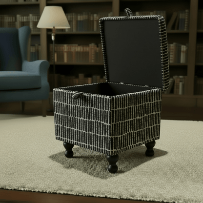 Scion - Hikari Fabric Midnight Small Storage Ottoman – Multi - Purpose Coffee Table & Footstool - ISTOOLS