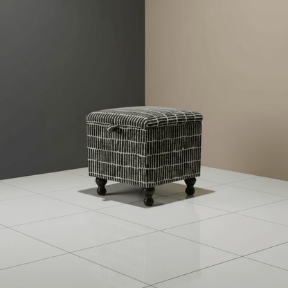 Scion - Hikari Fabric Midnight Small Storage Ottoman – Multi - Purpose Coffee Table & Footstool - ISTOOLS