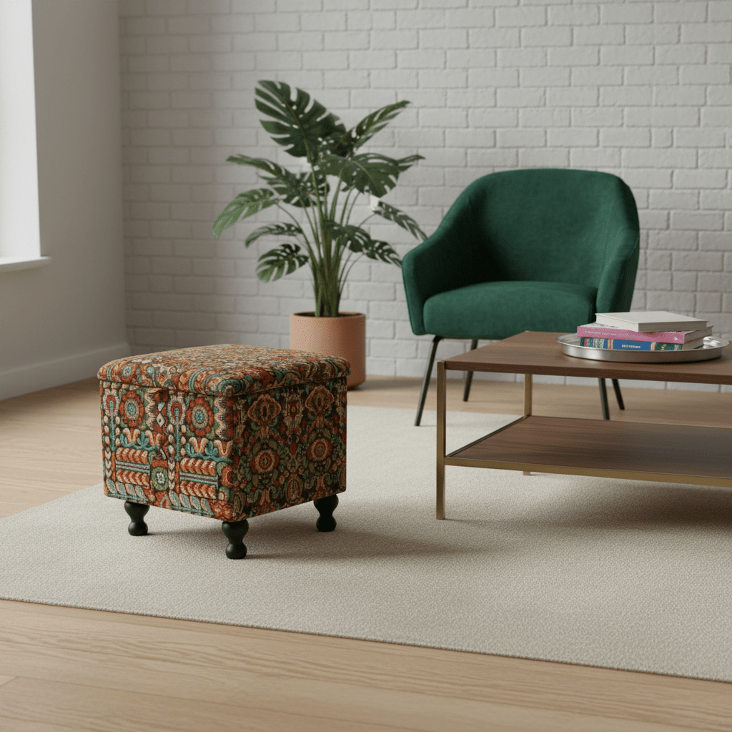 Seasonal Refresh Accent Ottoman – Bright & Bold Designer Storage Footstool for Modern Living - ISTOOLS