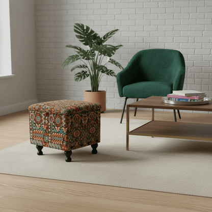 Seasonal Refresh Accent Ottoman – Bright & Bold Designer Storage Footstool for Modern Living - ISTOOLS