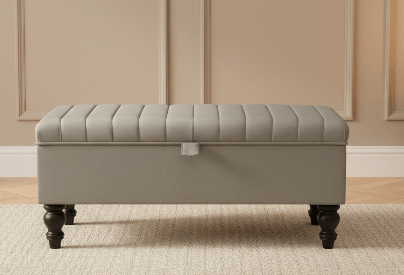 Hidden Storage Ottoman Bench with Plush Velvet Upholstery  - ISTOOLS