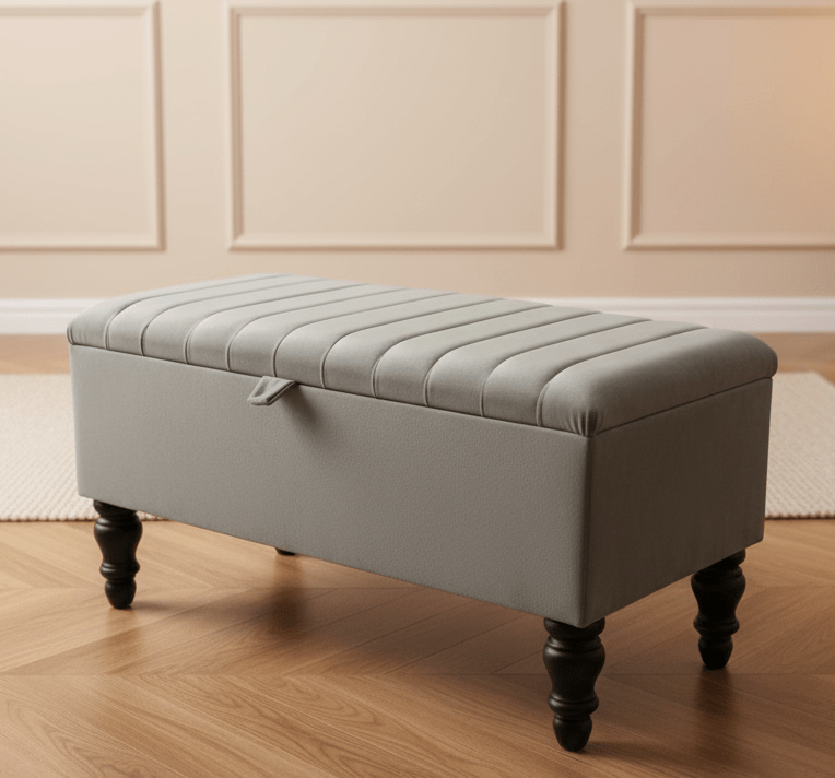 Multi-Use Velvet Ottoman Bench – Seat, Footstool, Storage - ISTOOLS