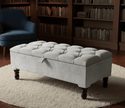 Silver Naples Ottoman Storage Bench – Hidden Storage Footstool & Comfortable Seating - ISTOOLS