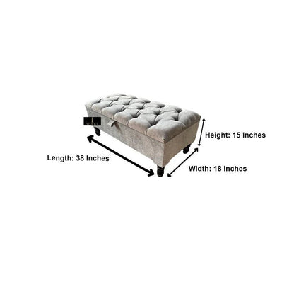SIlver naples Ottoman Storage Bench, Silver Footstool Pouffe - ISTOOLS