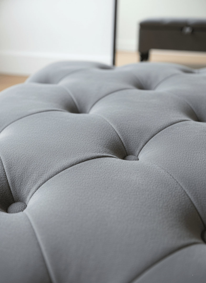 Silver Square Coffee Table Ottoman Storage | Grey Chesterfield Stool - ISTOOLS