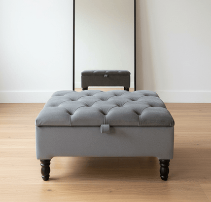 Multi-functional velvet ottoman coffee table with hidden storage - ISTOOLS
