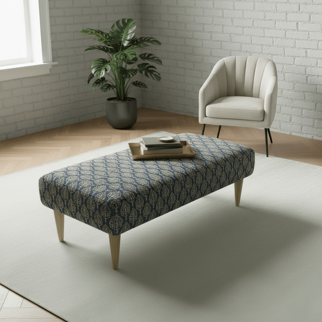 Sleek Profile Upholstered Bench – Artistic Footstool for Living Room & Bedroom - ISTOOLS
