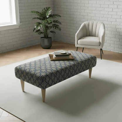 Sleek Profile Upholstered Bench – Artistic Footstool for Living Room & Bedroom - ISTOOLS