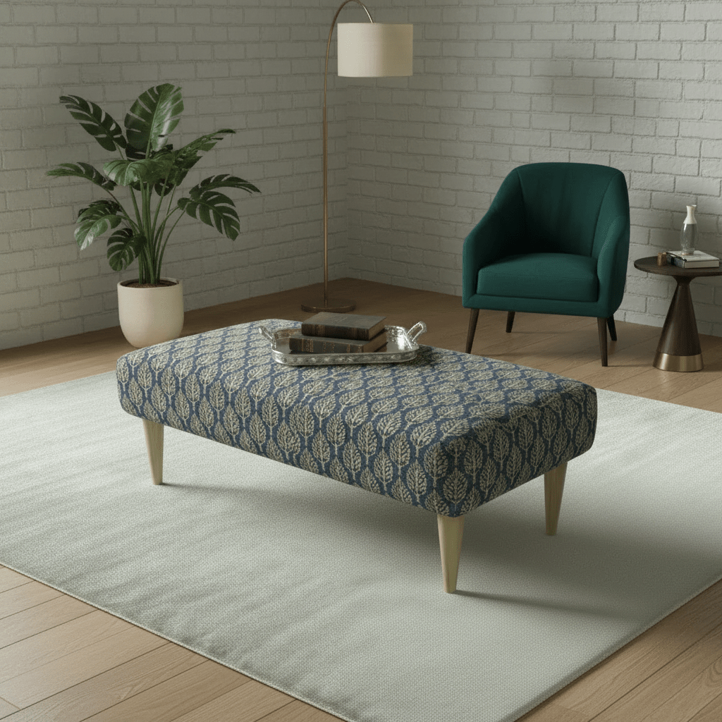 Sleek Profile Upholstered Bench – Artistic Footstool for Living Room & Bedroom - ISTOOLS
