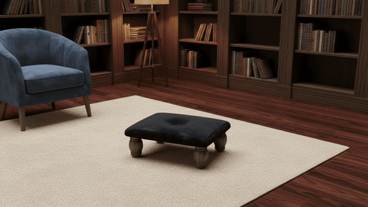 Small Black Footrest Pouffe – Handmade Velvet Ottoman for Living Room Comfort - ISTOOLS