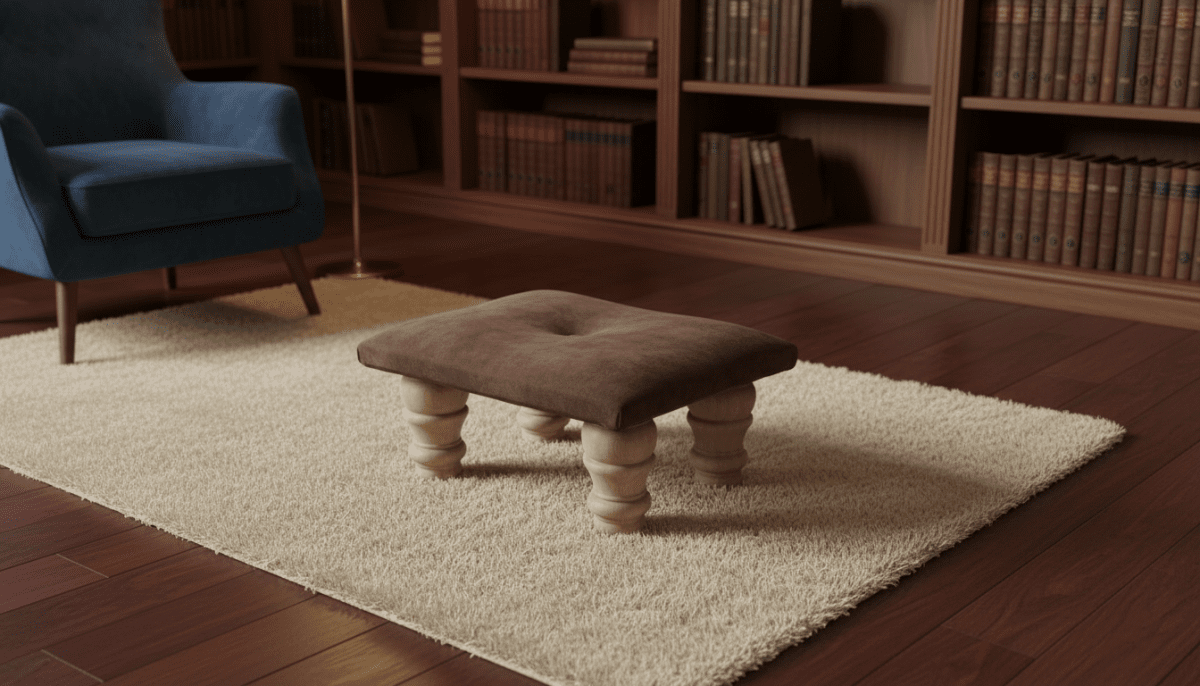 Small Brown Velvet Footrest Pouffe Ottoman – Stylish Living Room Footstool by ISTOOLS - ISTOOLS