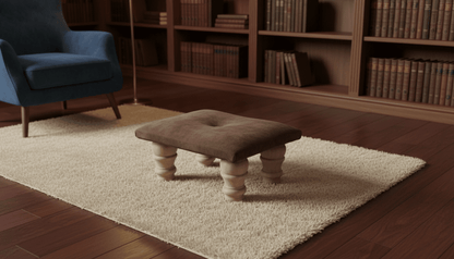 Small Brown Velvet Footrest Pouffe Ottoman – Stylish Living Room Footstool by ISTOOLS - ISTOOLS