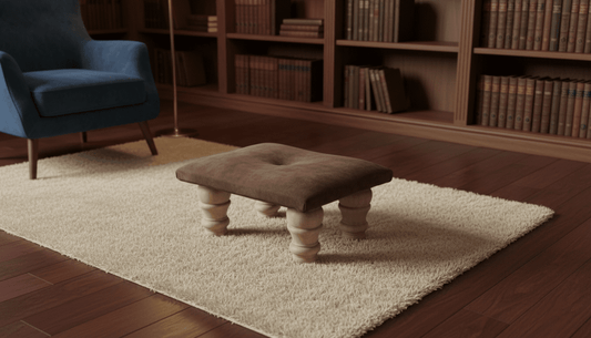 Small Brown Velvet Footrest Pouffe Ottoman – Stylish Living Room Footstool by ISTOOLS - ISTOOLS
