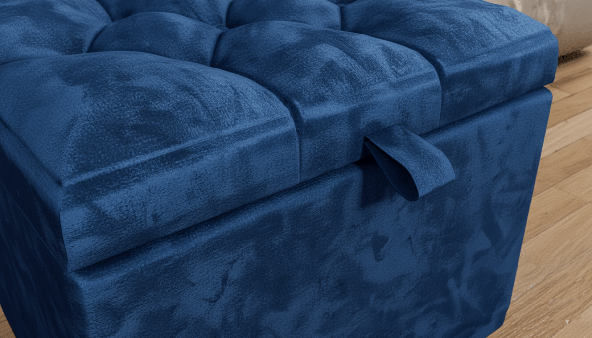 Luxury Navy Blue Pouffe with Hidden Storage – Modern Home Furniture UK - ISTOOLS