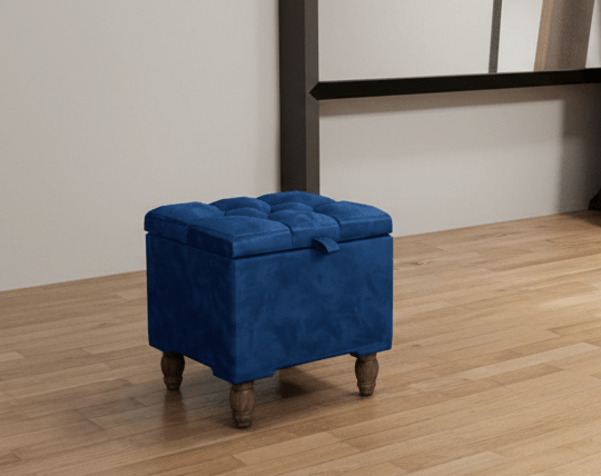 Multi-Functional Navy Blue Ottoman Pouffe for Living Room Seating and Storage - ISTOOLS