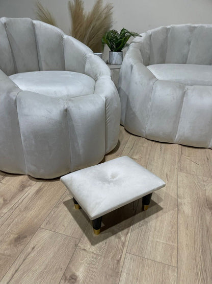 Small creamy white footrest pouffe - ISTOOLS
