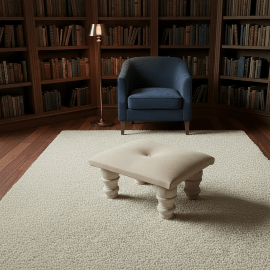 Small Creamy White Footrest Pouffe – Handmade Velvet Ottoman UK - ISTOOLS