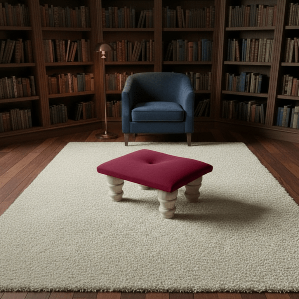 Small Creamy White Footrest Pouffe – Handmade Velvet Ottoman UK - ISTOOLS