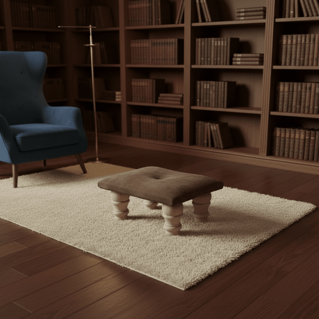 Small Creamy White Footrest Pouffe – Handmade Velvet Ottoman UK - ISTOOLS