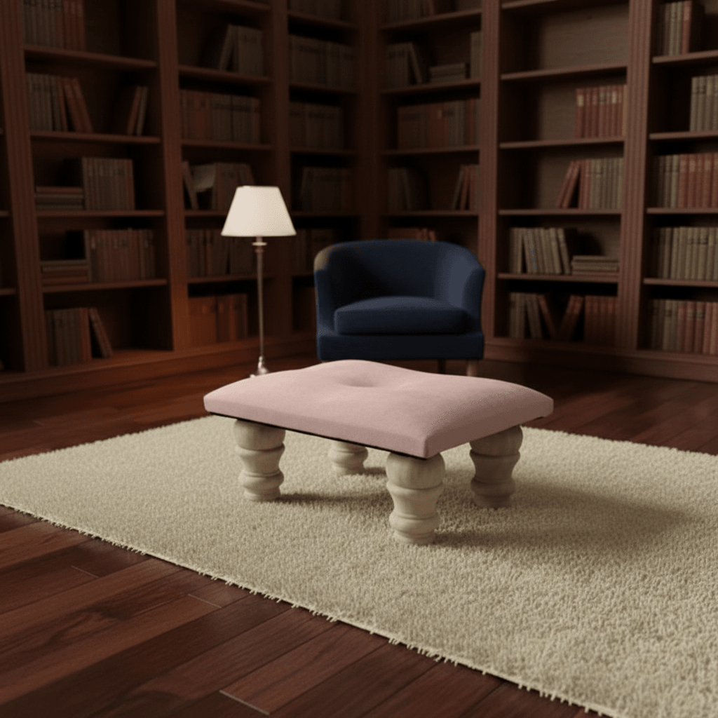 Small Creamy White Footrest Pouffe – Handmade Velvet Ottoman UK - ISTOOLS